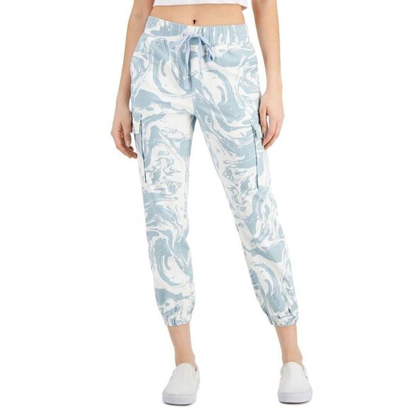 Tinseltown MYB027875C Women's Sz M Blue Marble Skinny Fit Denim Jogger Pants - Picture 11 of 12